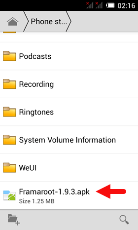Framaroot APK Locate